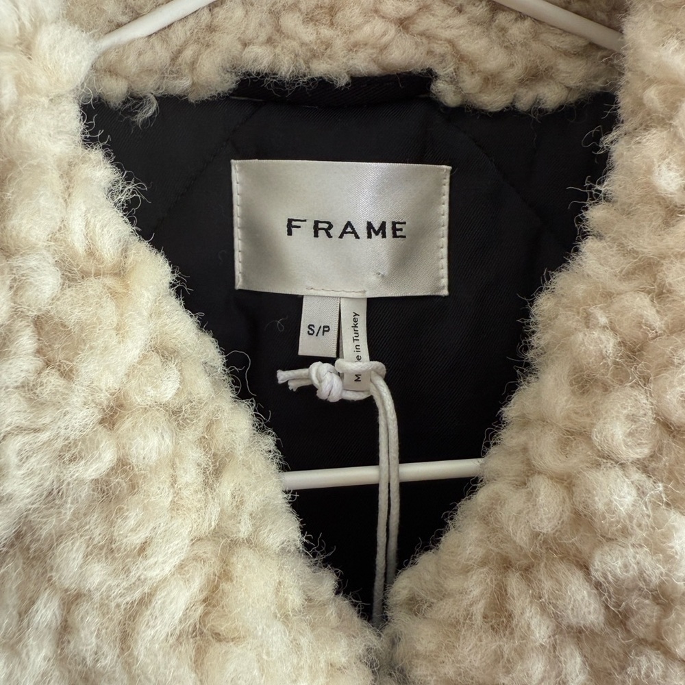 FRAME Luxury Shearling Leather Bomber Jacket - Picture 12 of 15